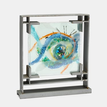 A. A. Badi Glass Piece in Metal Frame