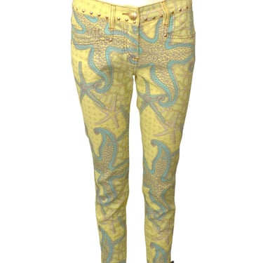 VERSACE- 2012 Aquatic Print Denim Jeans, Size 6