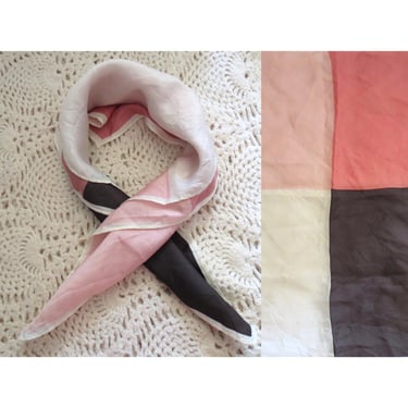 Vintage Pastel Pink Silk Scarf - Neapolitan Ice Cream Colors - Square Scarf 