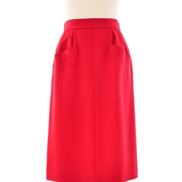 Yves Saint Laurent Wool Red Skirt