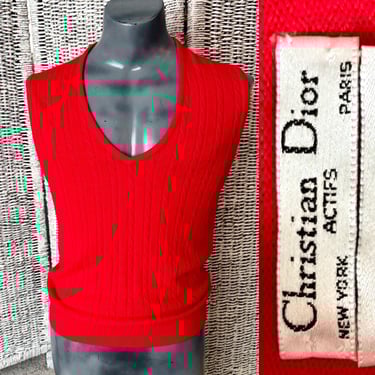 Cable Knit Sweater Vest, V-Neck, Vintage Christian Dior, Pull Over, Soft Acrylic Orlon, Unisex 
