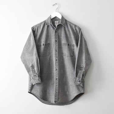 vintage gray denim shirt, 90s button down, made in usa 