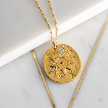 Brass and Moissanite Universe Necklace