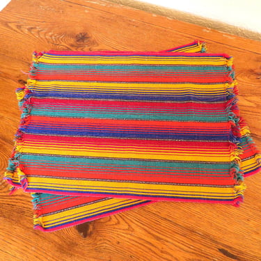 Vintage Cotton Striped Placemats Set of 4 Serape Southwestern 