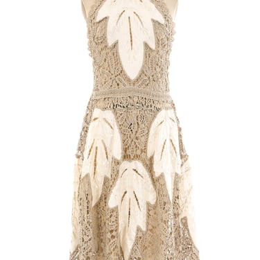 Sequin Embellished Sleeveless Crochet Dress