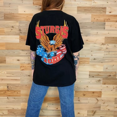 Sturgis 2001 Vintage Motorcycle Eagle Tee Shirt 