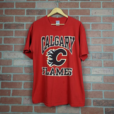 Vintage 90s NHL Calgary Flames Hockey Logo ORIGINAL Sports Tee - Extra Large 