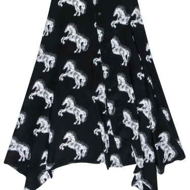 Stella McCartney - Black & White "Pixel" Horse Print Skirt Sz 2