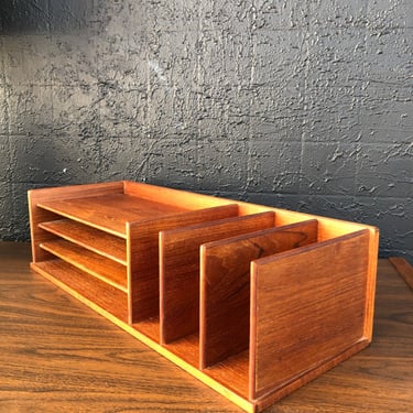 Danish Teak Midcentury George Petersens Mobelfabrik Desk Organizer