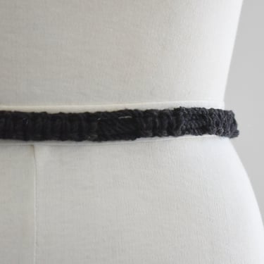 Vintage Black Macrame Tie Belt 