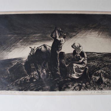 John Costigan 1930's WPA depression era signed etching "Workers of the Soil" 