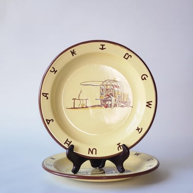Monterrey Western Ware enamelware plates 50s chuckwagon cowboy cattle brands 