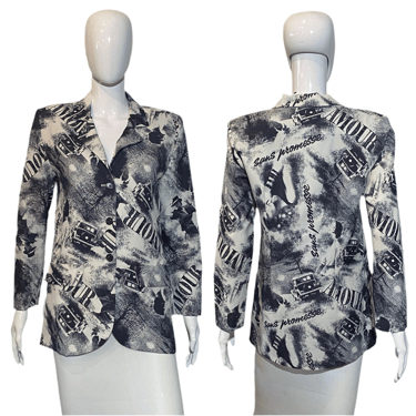 1990's All Over Print French "Love Without Promise" Blazer - Size M