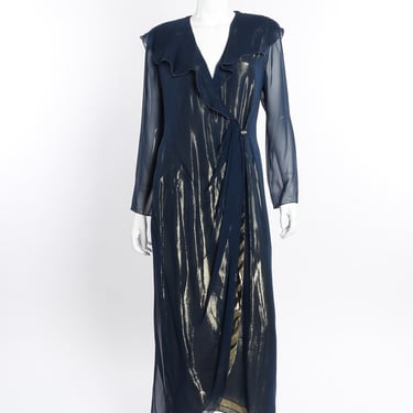 Metallic Silk Wrap Dress