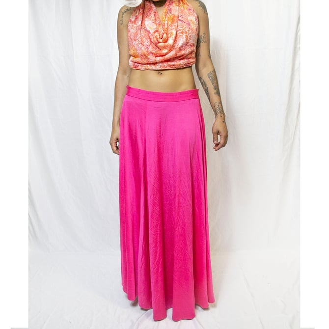 Curated hot pink satin maxi skirt 