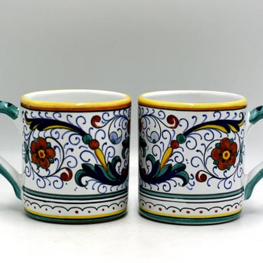 vintage Sberna Deruta Coffee Mugs Set of Two Made in Italy 