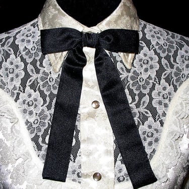 String Tie for Western Shirts, Black Tie for Rodeo and Square Dance, Bow Tie, Adjustable Tie, Vintage Tie, Colonel's Tie 