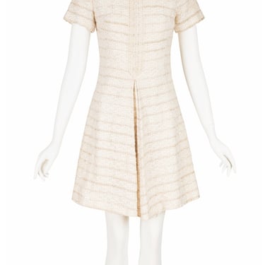 Ruth Stattner 1960s Vintage Mod Cream Bouclé Short Sleeve Dress Sz XS 