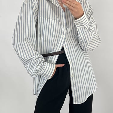 Vintage Christian Dior Sky Striped Logo Button Up