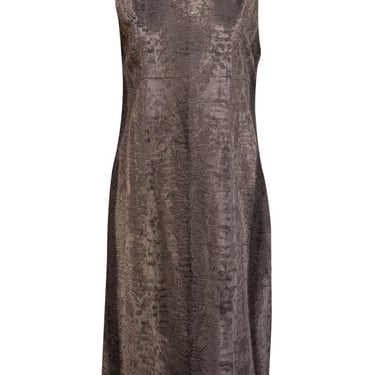 Max Mara - Brown Faux Fur Sleeveless Dress Sz 14