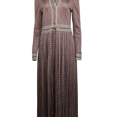 Tory Burch - Mauve, Brown, & Beige Sun Print Midi Dress Sz L