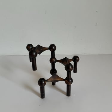 SET of 3 Modular Candle Holders by Fritz Nagel & Ceasar Stoffi / Vintage Copper Candle Holders / Mid Century Modern Candlesticks / 1970s 