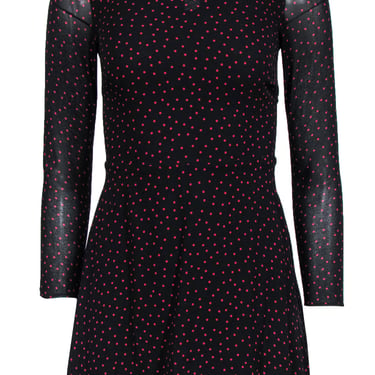 Reformation - Black & Red Polka Dot A-Line Long Sleeve Dress Sz 4