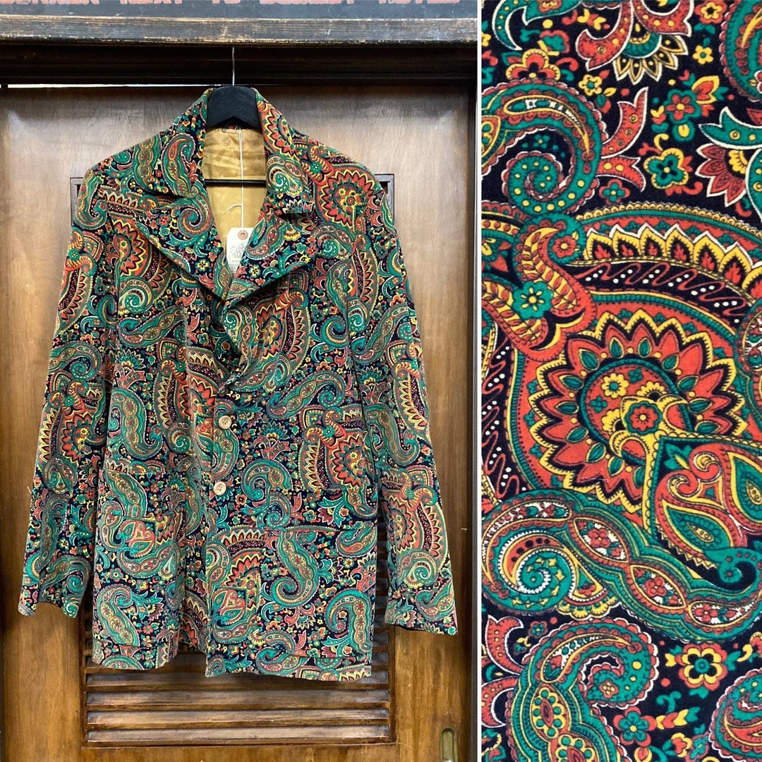 Vintage 1960's Velvet Paisley Mod Carnaby Street Blazer Jacket 