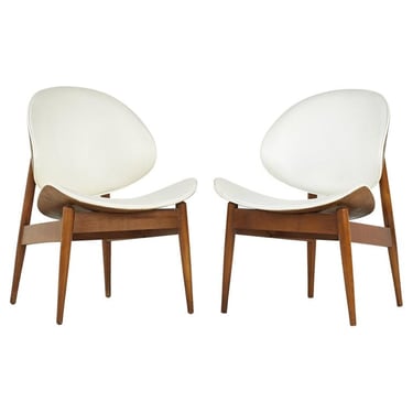 Seymour James Weiner for Kodawood Mid Century Clam Shell Chairs - Pair - mcm 