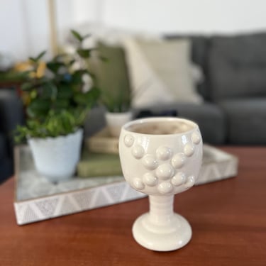 Vintage Ceramic Cream Bubble Footed Planter 