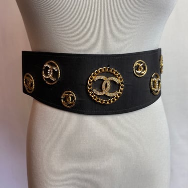 70’s Novelty belt by Topettes by A Brod ~gold & rhinestone Logo belt~ cincher style Velcro dress belt~ designer bling 1970s trend size SM 