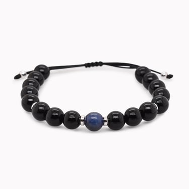 Polished Onyx & Sapphire Beaded Bracelet