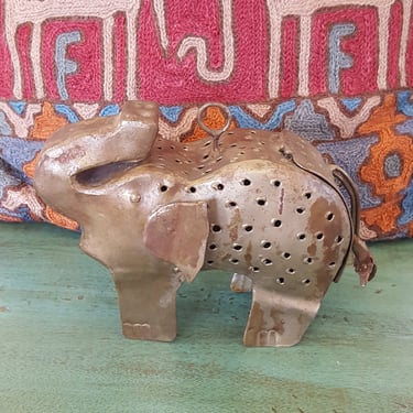 Darling Metal Elephant~Rustic Metal Animal made in Indonesia~Elephant Votive Holder~Elephant Mobile~Sweet Vtg Home decor! JewelsandMetals 