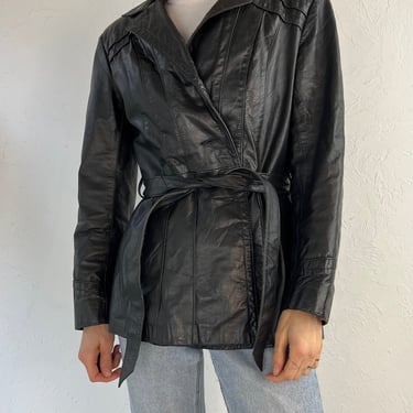 80s 'Sears' Black Leather Jacket w/ Zip Out Lining / Medium 