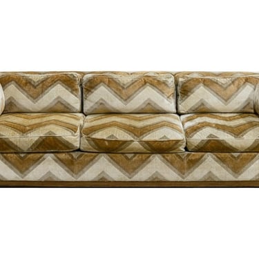Mid Century Modern Milo Baughman Lenor Larson Style Burlwood Sofa 