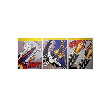 Roy Lichtenstein -as i opened fire. Triptych of Lithographs Vintage 1960s Mid-Century Stedelijk Museum Posters 