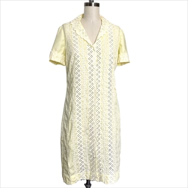 1960s Lee Mar of California pastel yellow dress - size medium 
