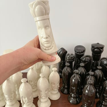 Complete Set of Extra Large Vintage Duncan Mold Chess Pieces. Mid Century Medieval Chess Figurines/Statues. 