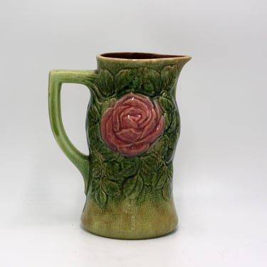 vintage Sarreguemines Majolica rose pitcher 