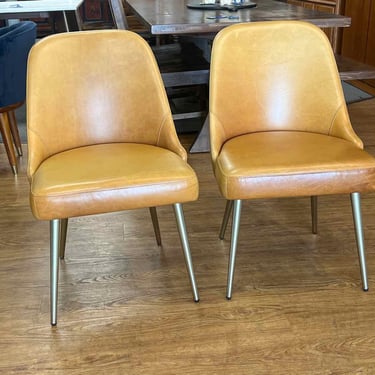Pair of West Elm Leather Dining Chairs