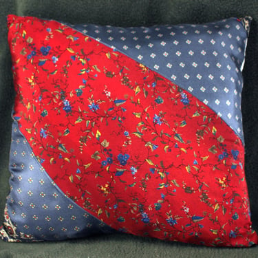 UNIQUE Up-Cycled 10"x12" Pillow Made from Up-Cycled Vintage Silk Ties | Pillow Form Included | Untied "Kensington Gardens" #142 