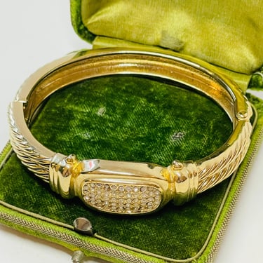 Gold Rhinestone Clamper Bracelet