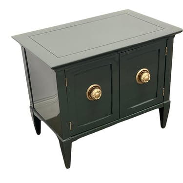 AVAILABLE: Dark Green Lacquered Nightstand 