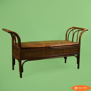 Woven Rattan Storage Bench