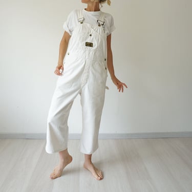 Vintage Off-White Washington Dee Cee Overalls 31"W | White Cotton Blend V Back Carpenter Dungarees | Painter Overalls | Bib Overalls 