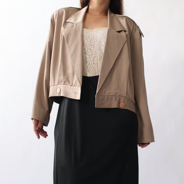 Vintage Relaxed Khaki Cropped Jacket