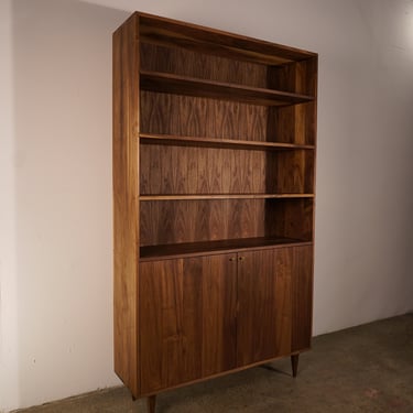 Robinson Cabinet Bookcase, Modern Bookcase, Solid wood Bookcase,  Bookshelf with door cabinet (shown in walnut) 