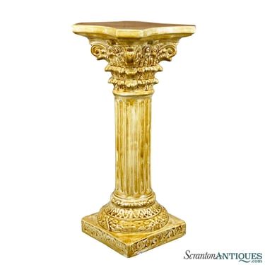 Vintage Italian Baroque Gold Porcelain Plant Stand Column Pedestal