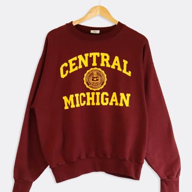 Vintage Central Michigan Mt Pleasant Varsity Vinyl Logo Sweatshirt Sz L