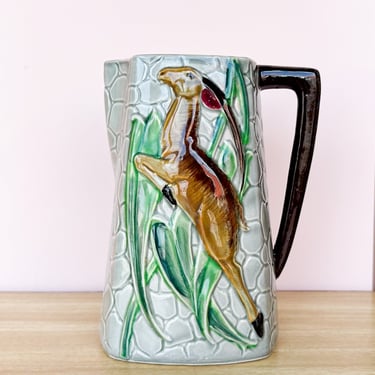 Gazelle Majolica Pitcher